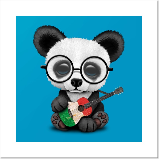 Baby Panda Playing Italian Flag Guitar Wall Art by jeffbartels